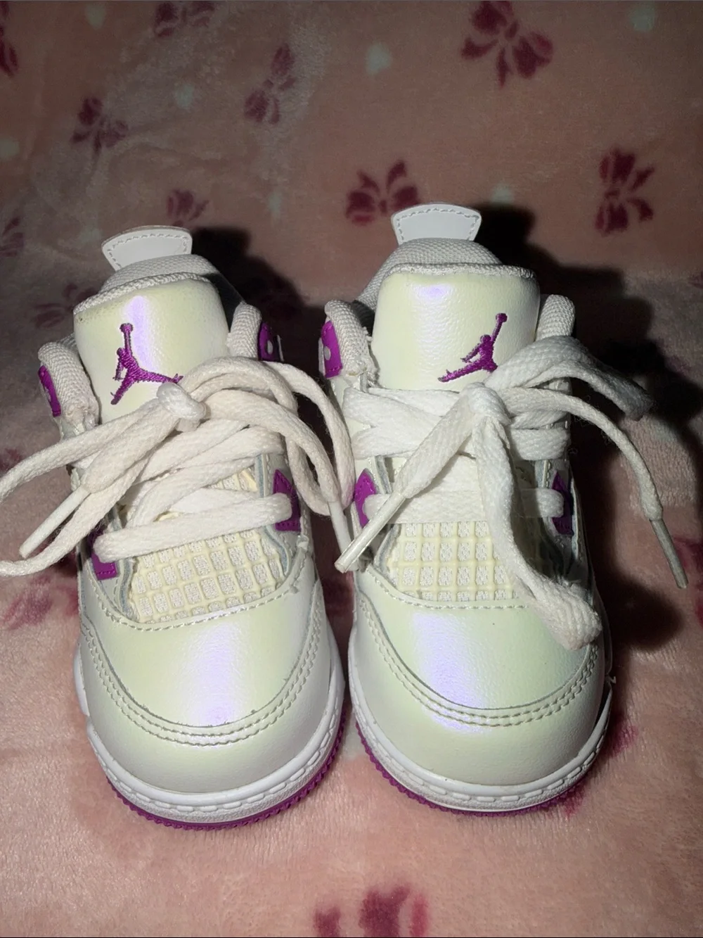 Jordan Baby Sneakers in White with Purple Accents